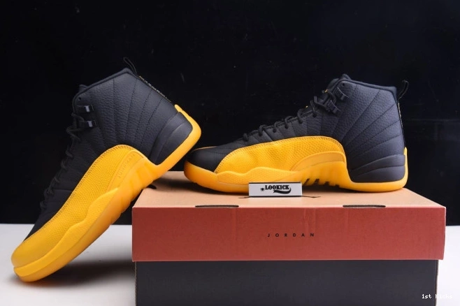 1st Kicks 130690-070 Jordan Gold Air Black Retro 12 University 0714